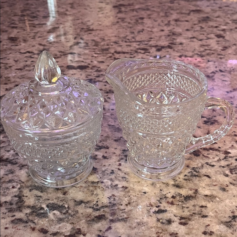 Vintage Glass Sugar and Creamer Set